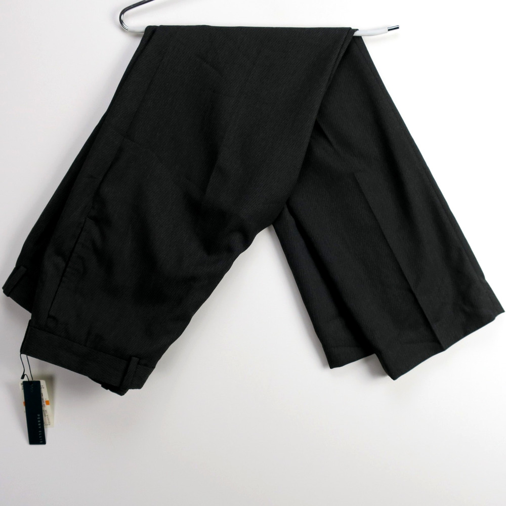 Mens Charcoal Dress Pants 34x31 Flat Front Business Casual NWT | Perry Ellis